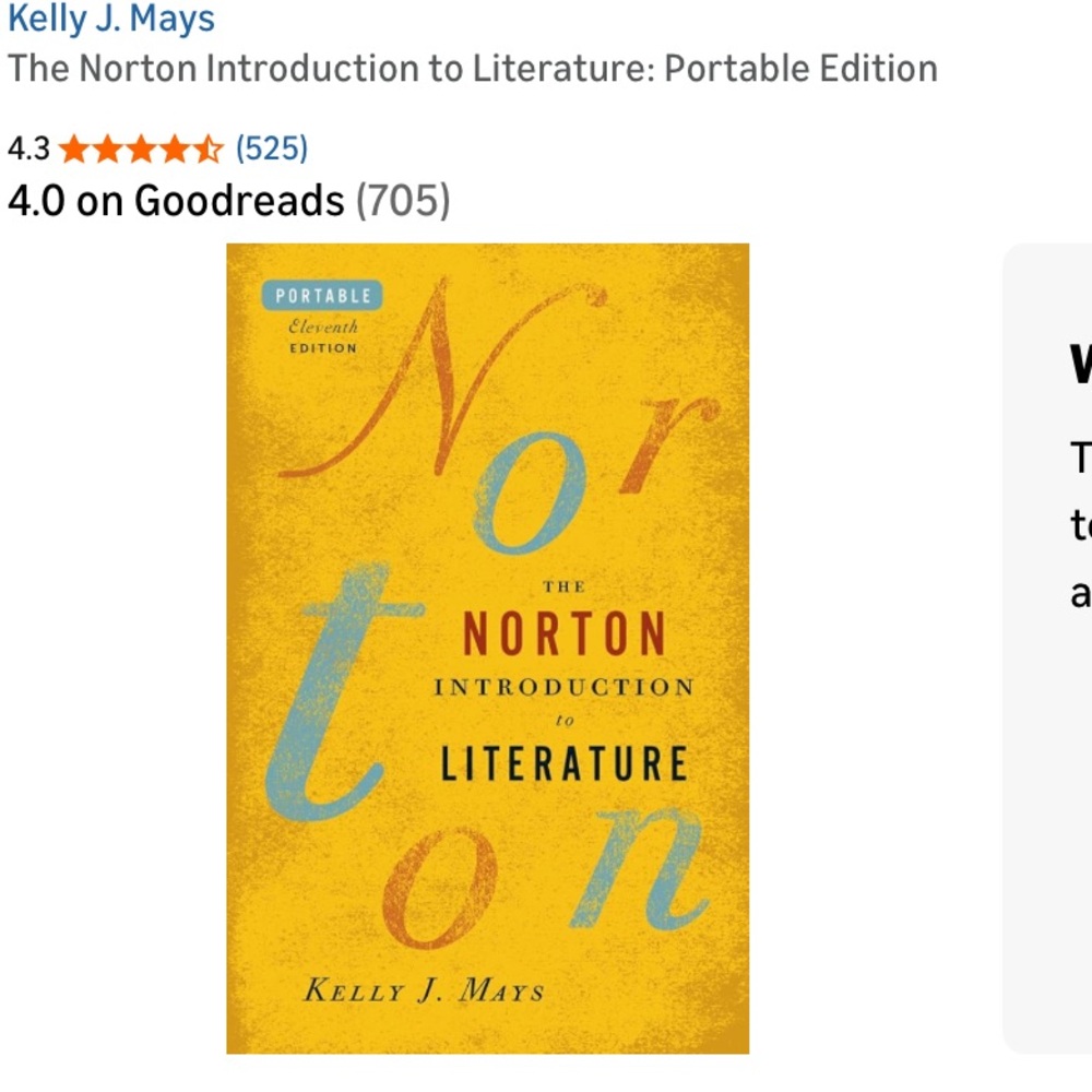 The Norton Introduction to Literature - Yellow Cover